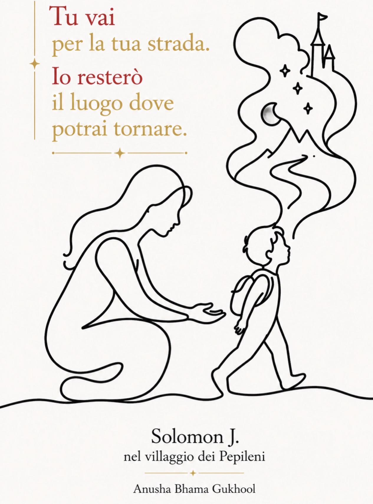 Una madre saluta il figlio sulla soglia del viaggio