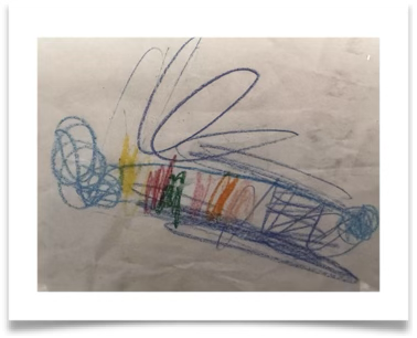 Disegno a pastello di un bambino che raffigura la Zanzabalena